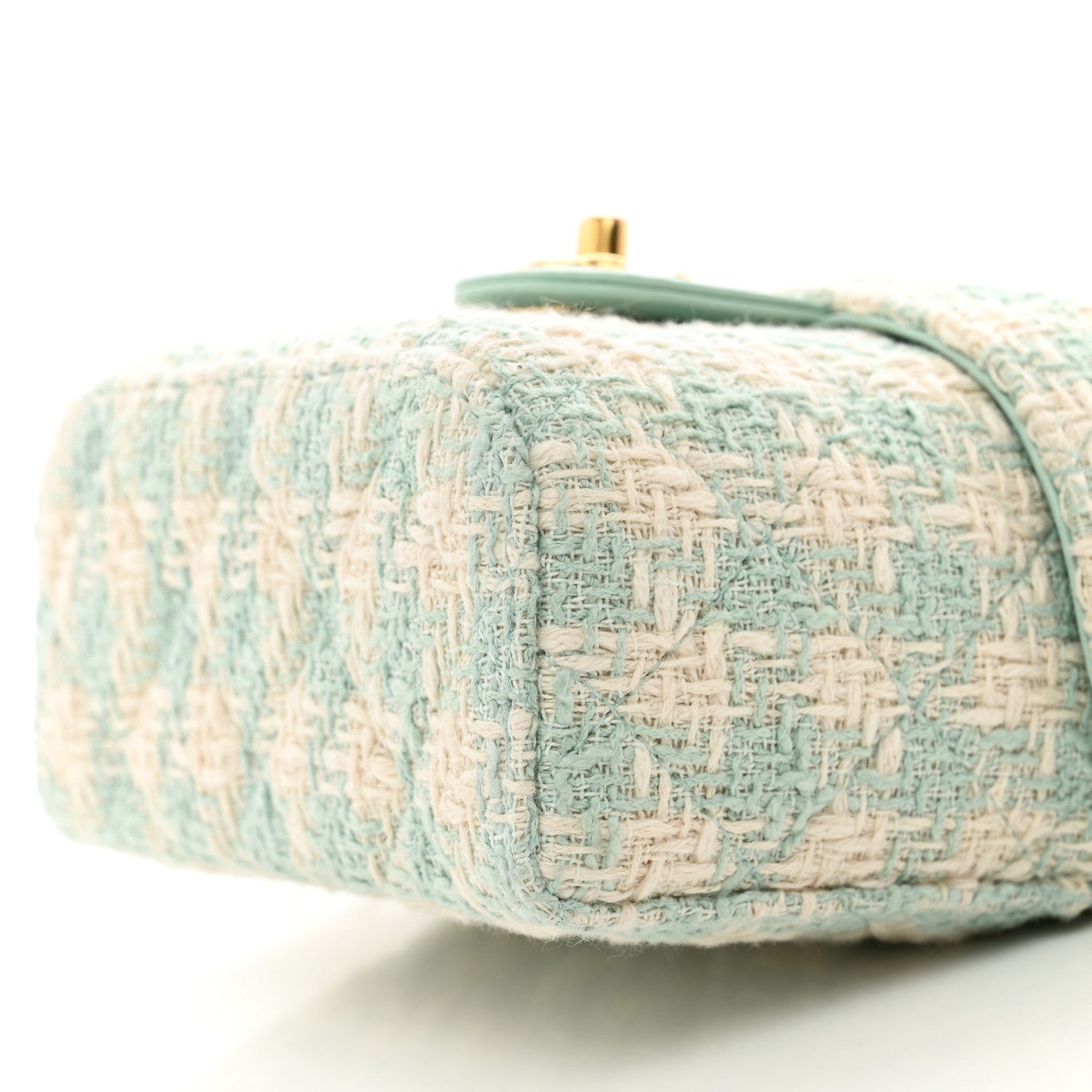 Chanel Tweed Handle Crush Top Handle Flap Bag Light Blue Ecru 10 of 10