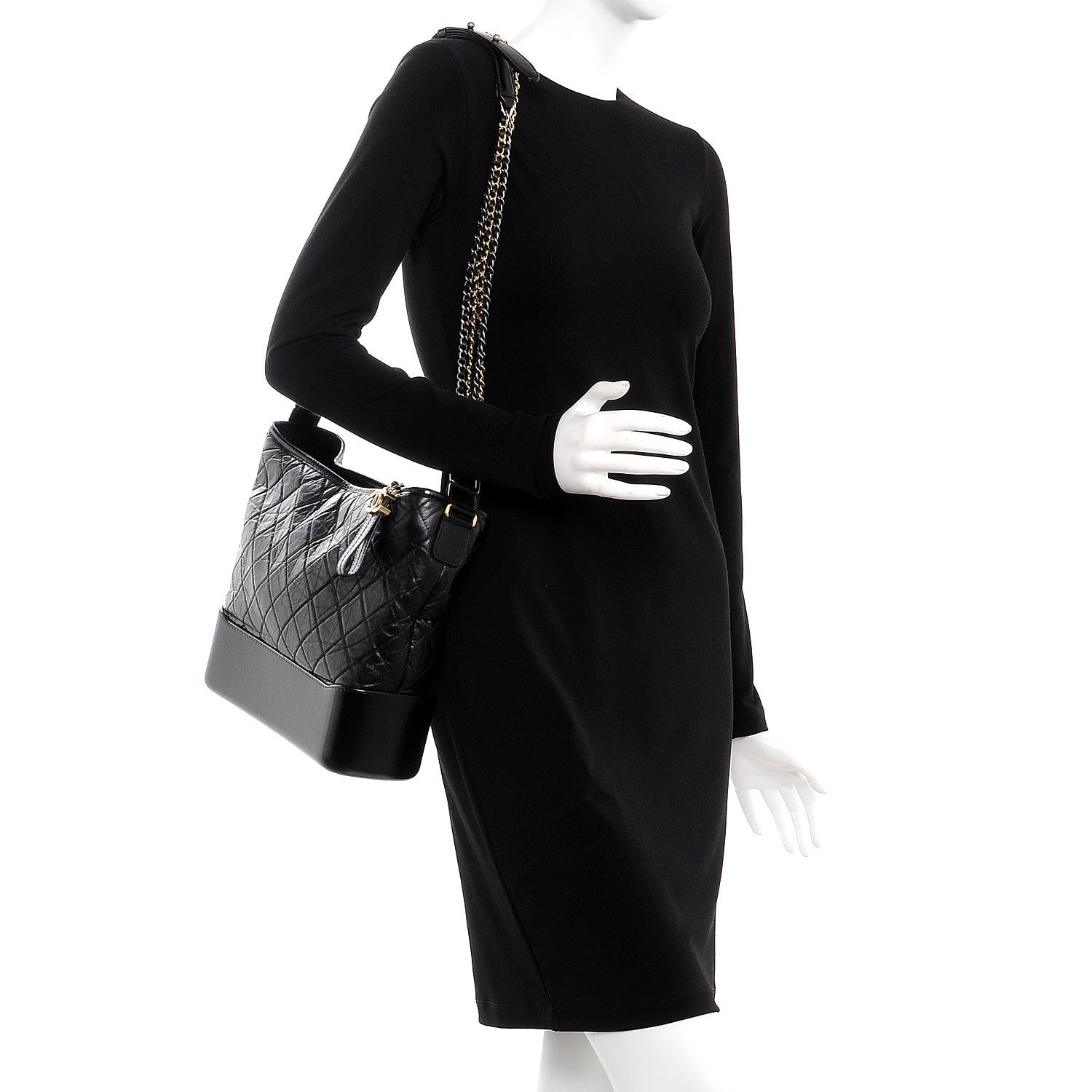 Chanel Aged Calfskin Quilted Large Gabrielle Hobo Black 2 of 11
