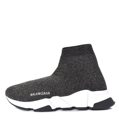Balenciaga Knit Metal Womens Speed Sneakers 39 Black Gold 1 of 6