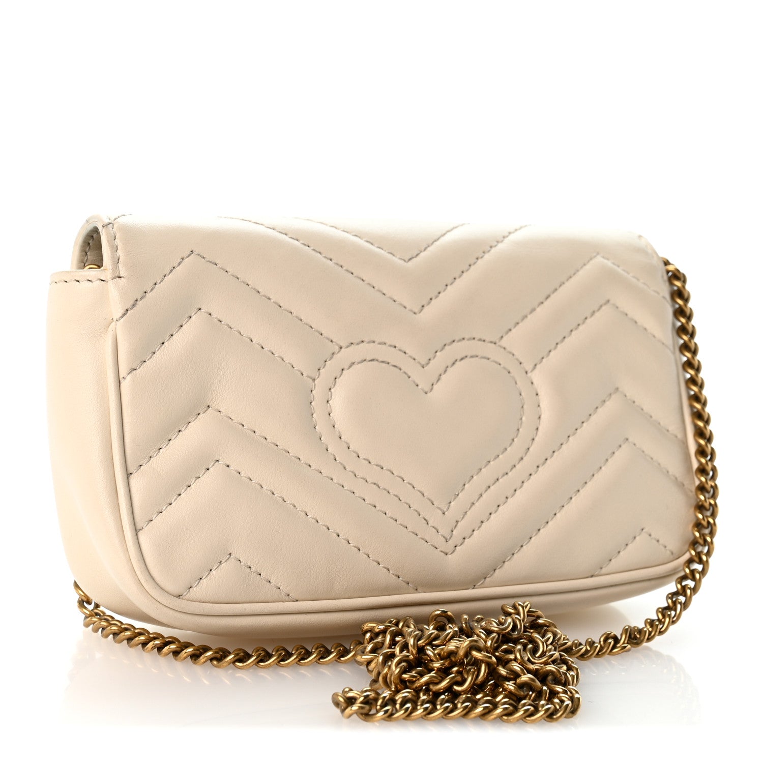 Gucci Calfskin Matelasse Super Mini GG Marmont Shoulder Bag White 2 of 12