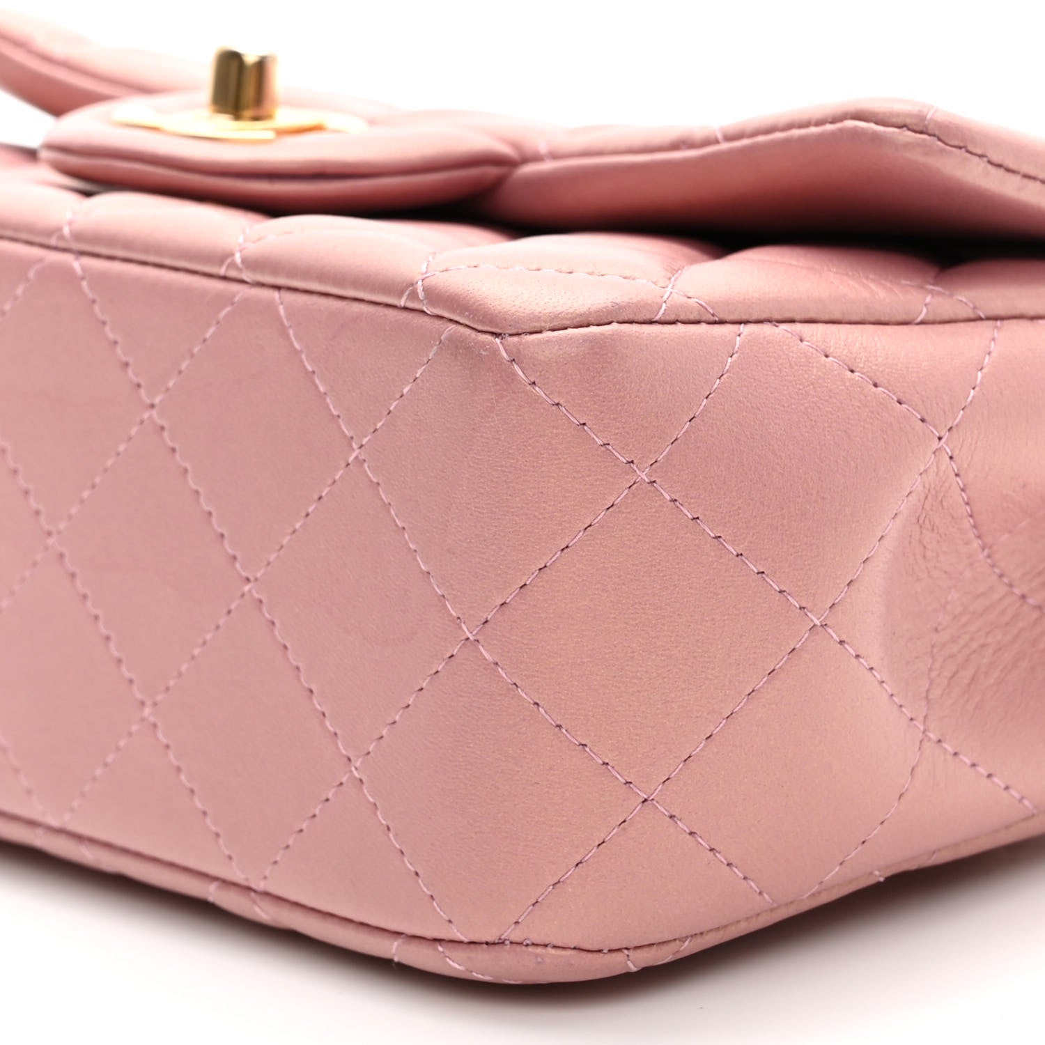 Chanel Iridescent Lambskin Quilted Mini Top Handle Rectangular Flap Pink 10 of 11