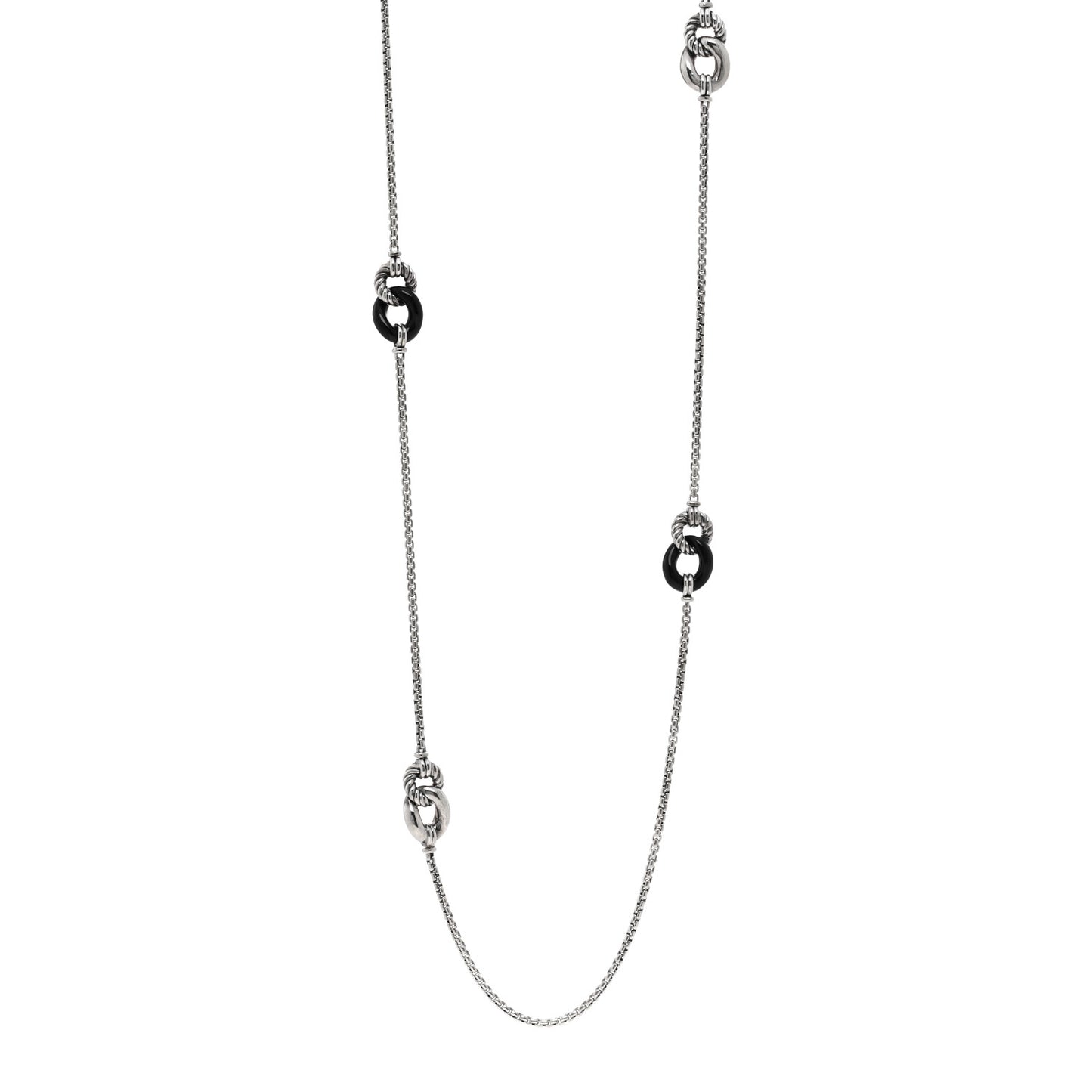 Sterling Silver Black Ceramic Belmont Station Necklace