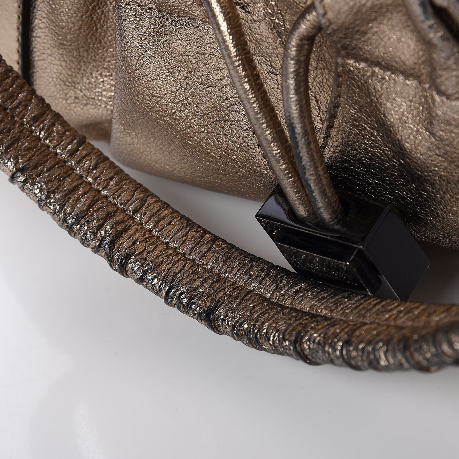 Burberry Metallic Grained Calfskin Small Curzon Satchel Gold 10 of 12