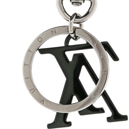 Louis Vuitton Metal Palladium Finish Lacquer LV Initiales Bag Charm Key Holder Khaki 3 of 4