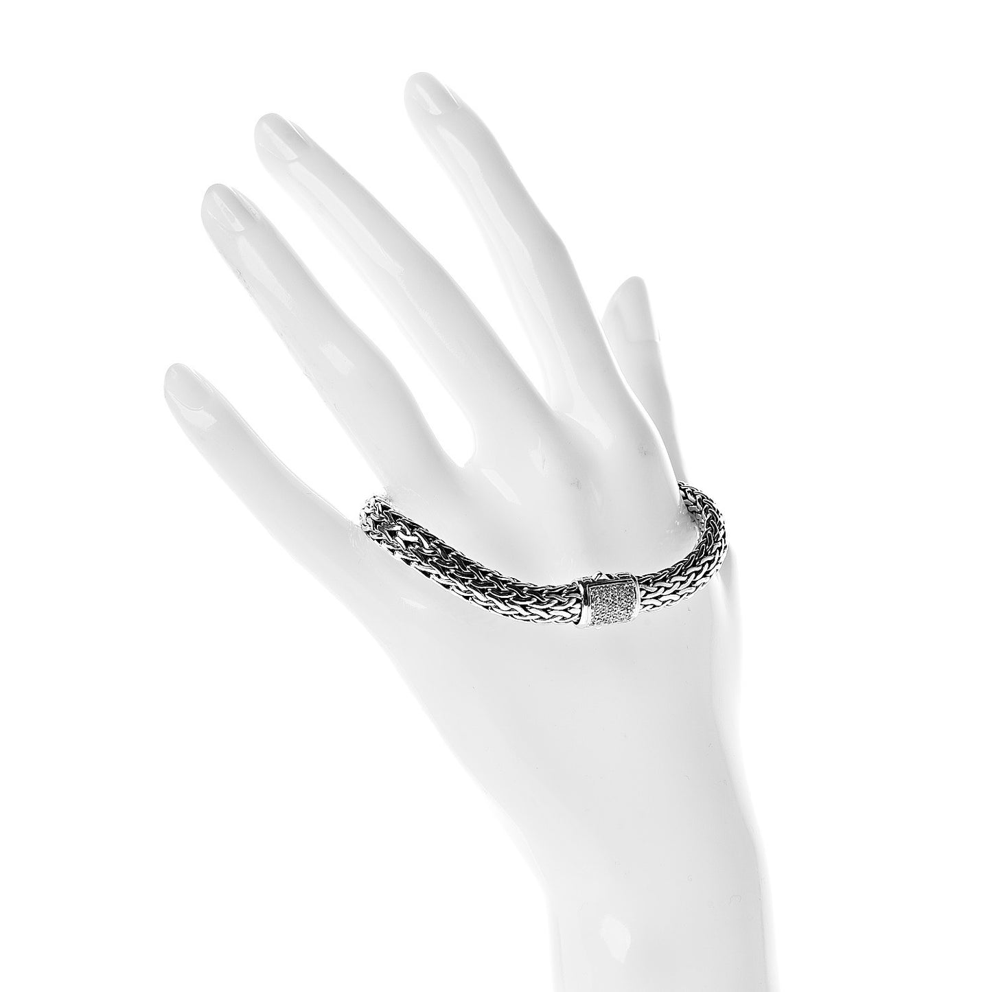 Sterling Silver Diamond 7.5mm Classic Chain Bracelet