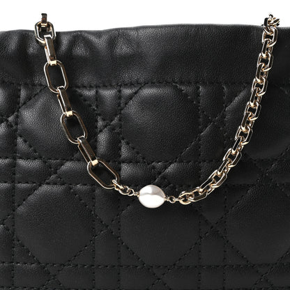 Christian Dior Lambskin Cannage Mini Top Handle Drawstring Bag Black 7 of 9