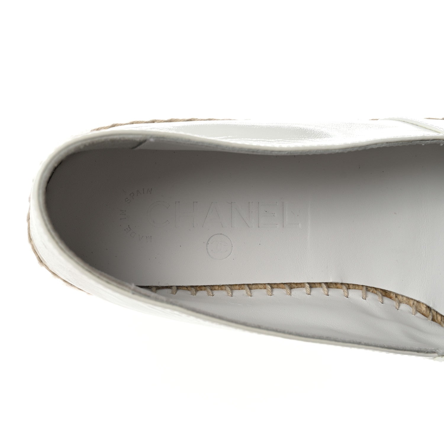 Chanel Patent Calfskin Crystal CC Espadrilles 41 White Black 9 of 14