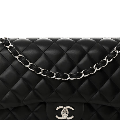 Chanel Lambskin Quilted Jumbo Double Flap Black 8 of 17