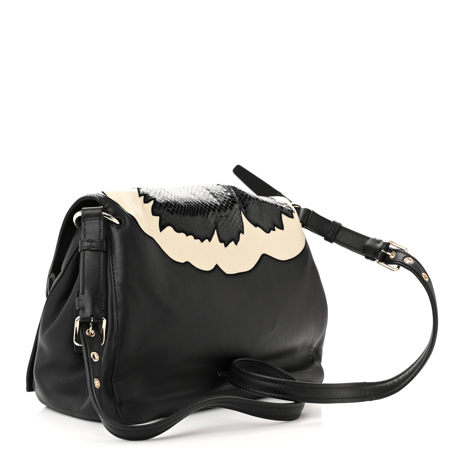 Valentino Garavani Lambskin Snakeskin Bloomy Crossbody Bag Black 3 of 12
