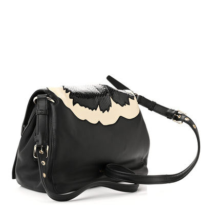 Valentino Garavani Lambskin Snakeskin Bloomy Crossbody Bag Black 3 of 12