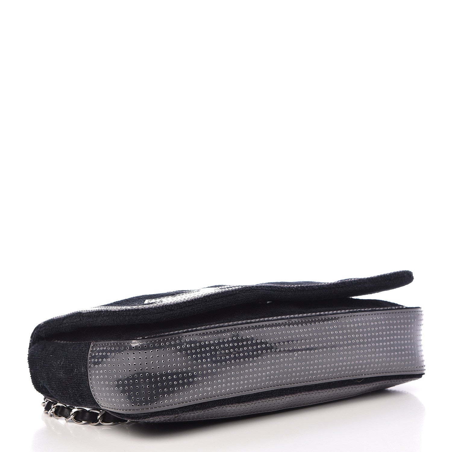 Chanel Terry Cotton PVC Perforated CC Flap Black 4 of 10