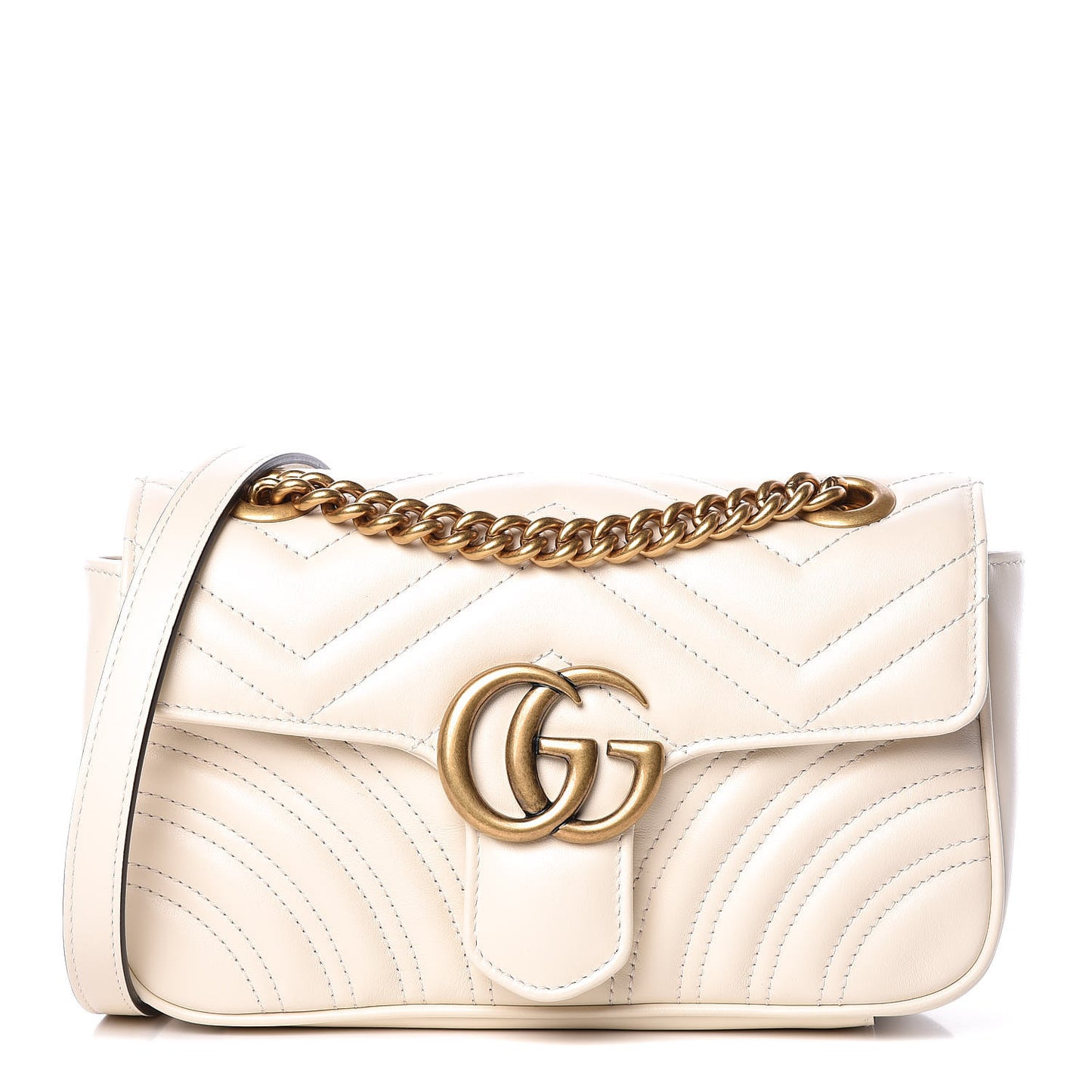 Calfskin Matelasse Mini GG Marmont Shoulder Bag White