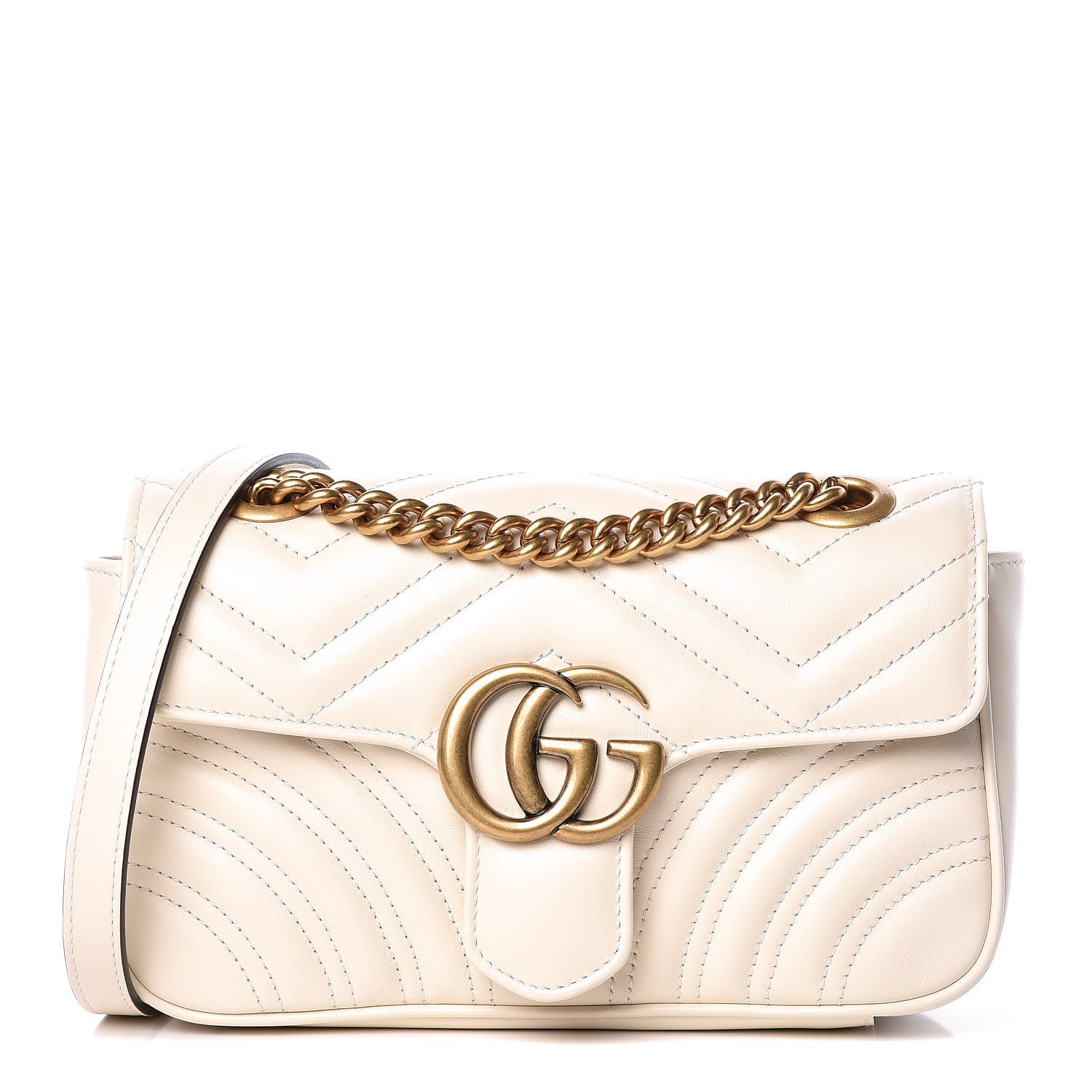 Gucci Calfskin Matelasse Mini GG Marmont Shoulder Bag White 1 of 10