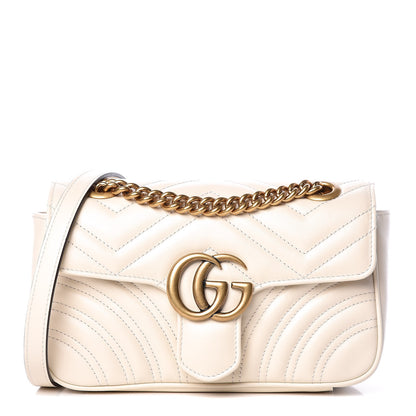 Gucci Calfskin Matelasse Mini GG Marmont Shoulder Bag White 1 of 10
