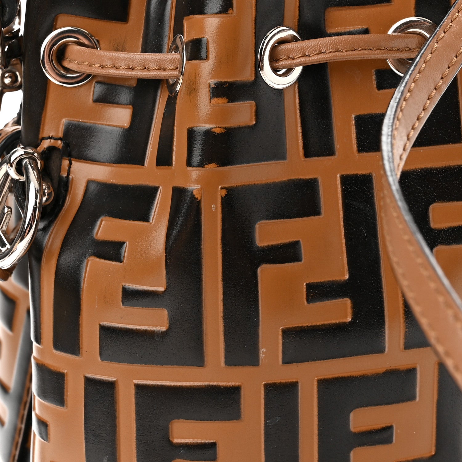 Fendi Vitello Liberty F is Fendi FF Embossed Mini Mon Tresor Bucket Bag Tobacco Black 13 of 14