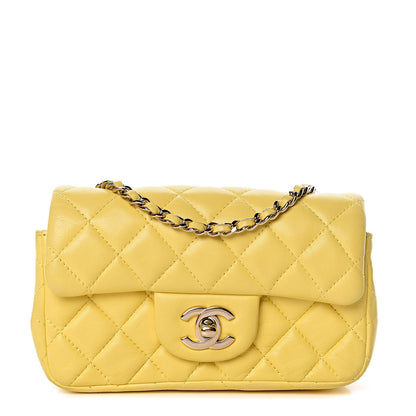 Chanel Lambskin Quilted Extra Mini Rectangular Flap Yellow 1 of 13