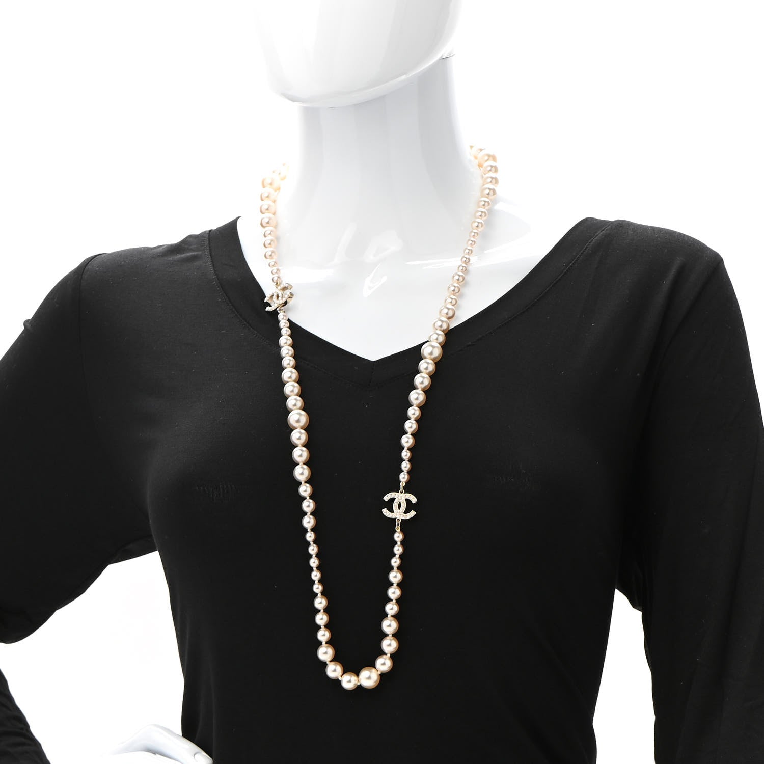 Chanel Graduated Pearl CC Long Necklace Gold 2 of 6