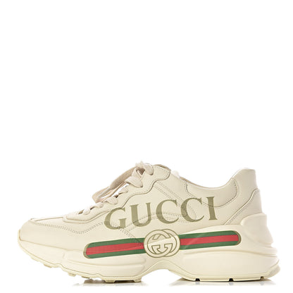 Gucci Calfskin Logo Womens Rhyton Sneakers 37.5 Ivory 1 of 13