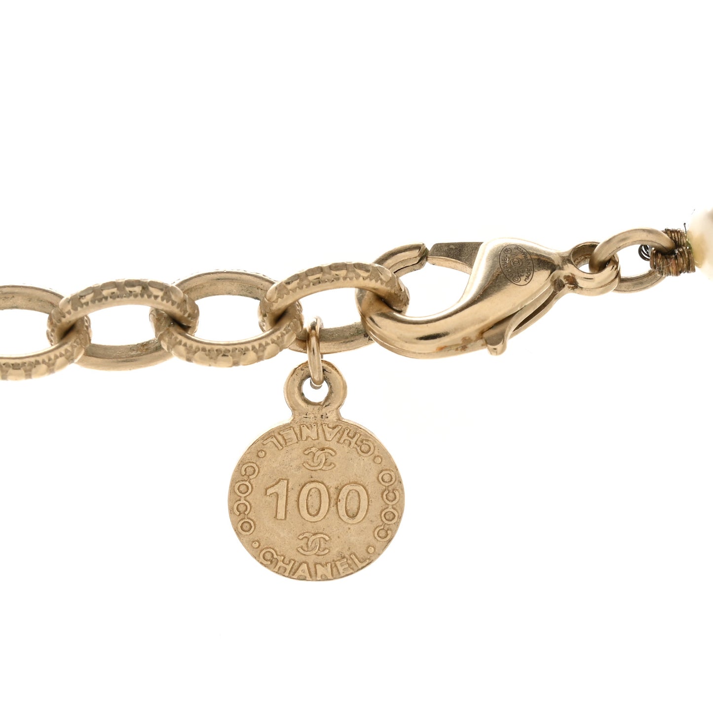 Pearl CC 100th Anniversary Necklace Light Gold