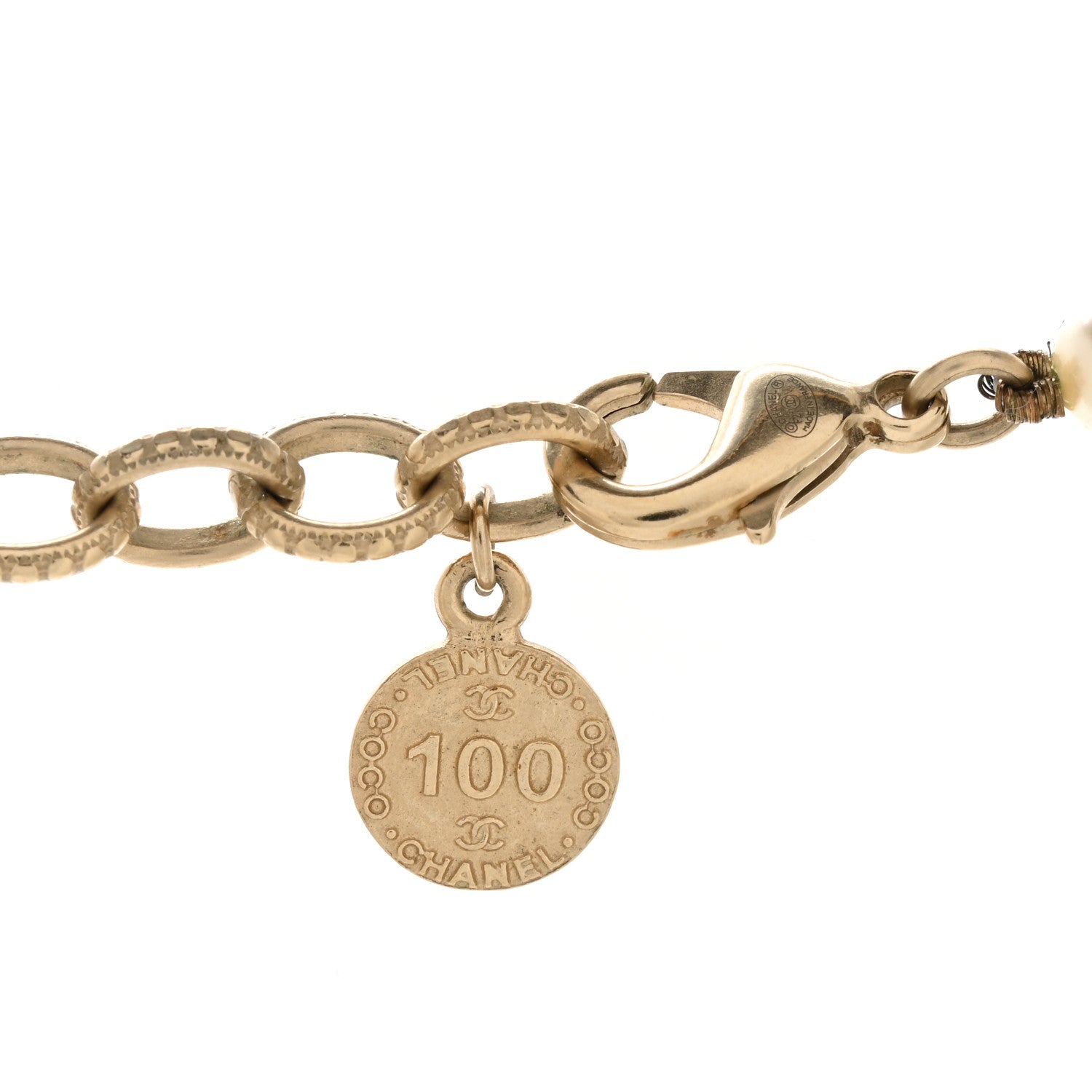 Chanel Pearl CC 100th Anniversary Necklace Light Gold 4 of 4