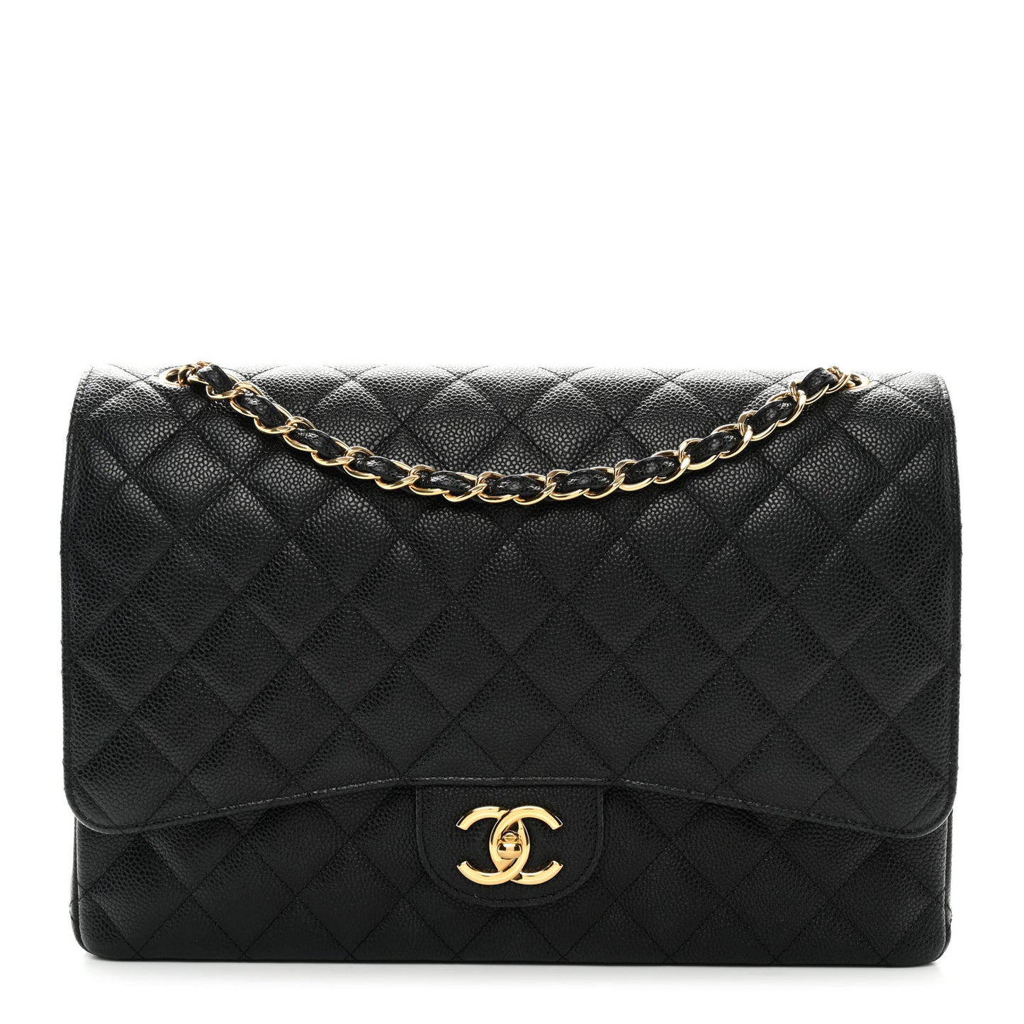 Caviar Quilted Maxi Double Flap Black