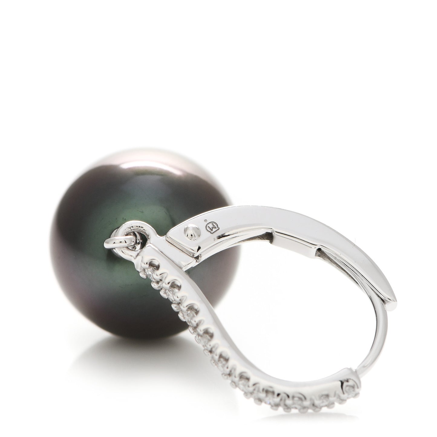 18K White Gold Diamond South Sea Pearl 10.5mm Drop Earrings