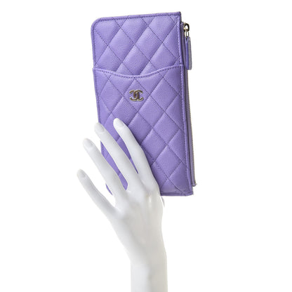 Chanel Caviar Quilted Classic Flat Wallet Pouch Purple 2 of 8