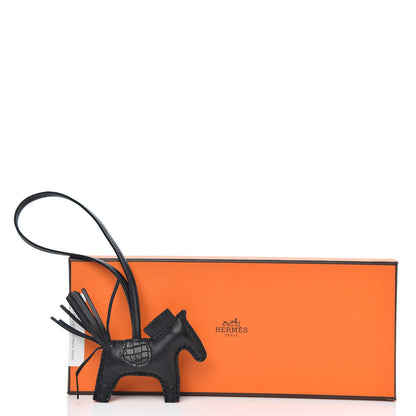 Hermes Milo Lambskin Matte Alligator Touch Grigri Rodeo Horse Bag Charm PM So Black 4 of 4