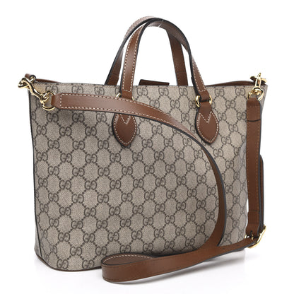 Gucci Soft GG Supreme Monogram Small Crossbody Tote Beige Cuir 3 of 9