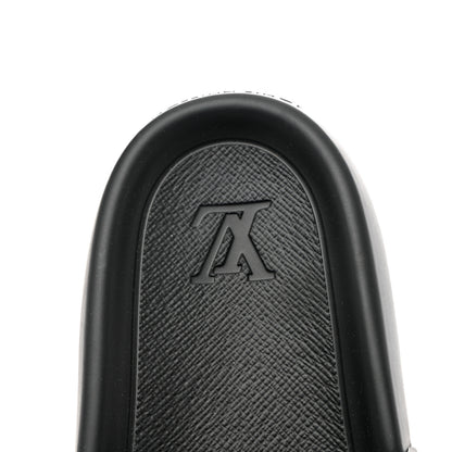 Louis Vuitton Rubber Embossed Monogram Mens Waterfront Mules 9 Black 7 of 9