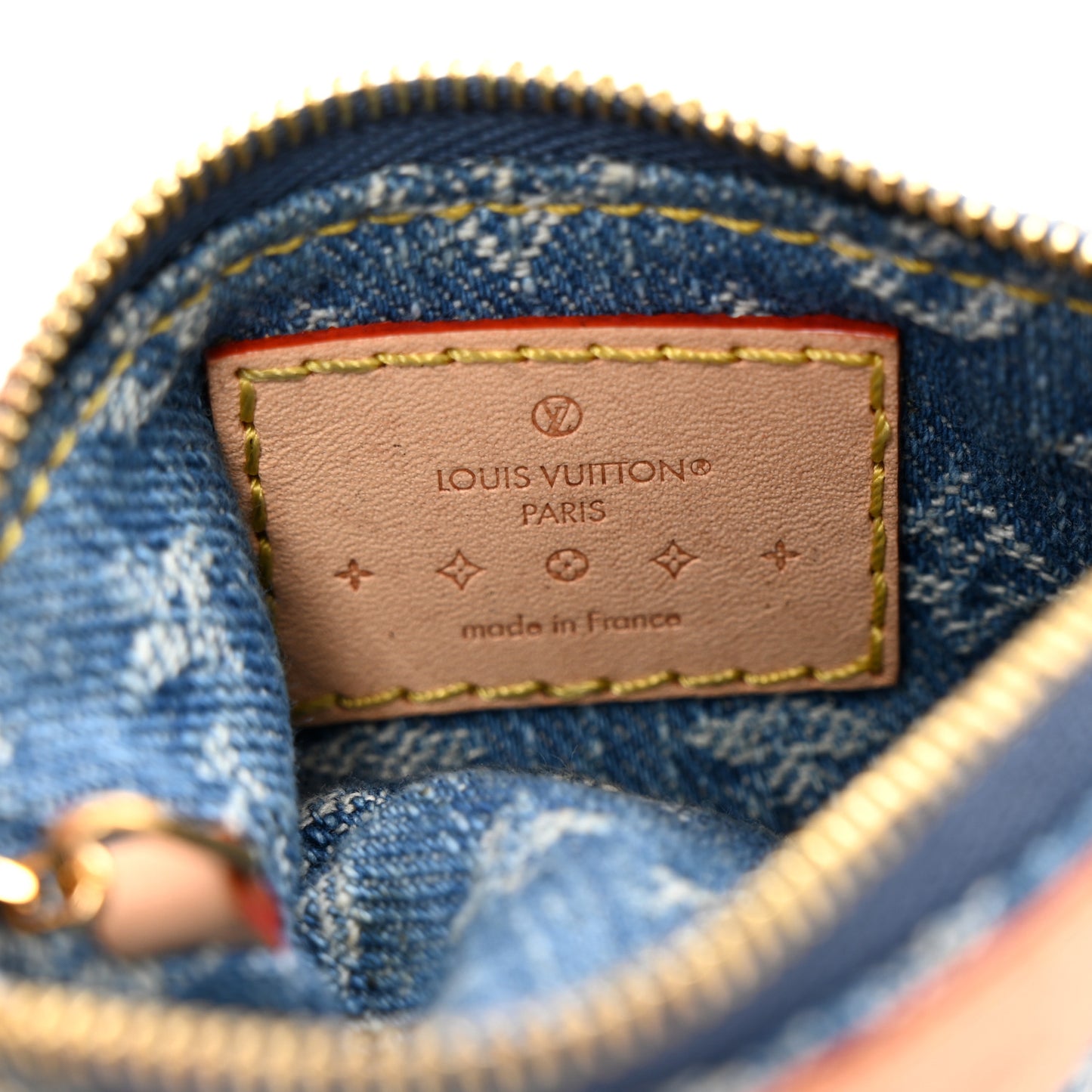 Monogram Denim Key Pouch Denim Blue