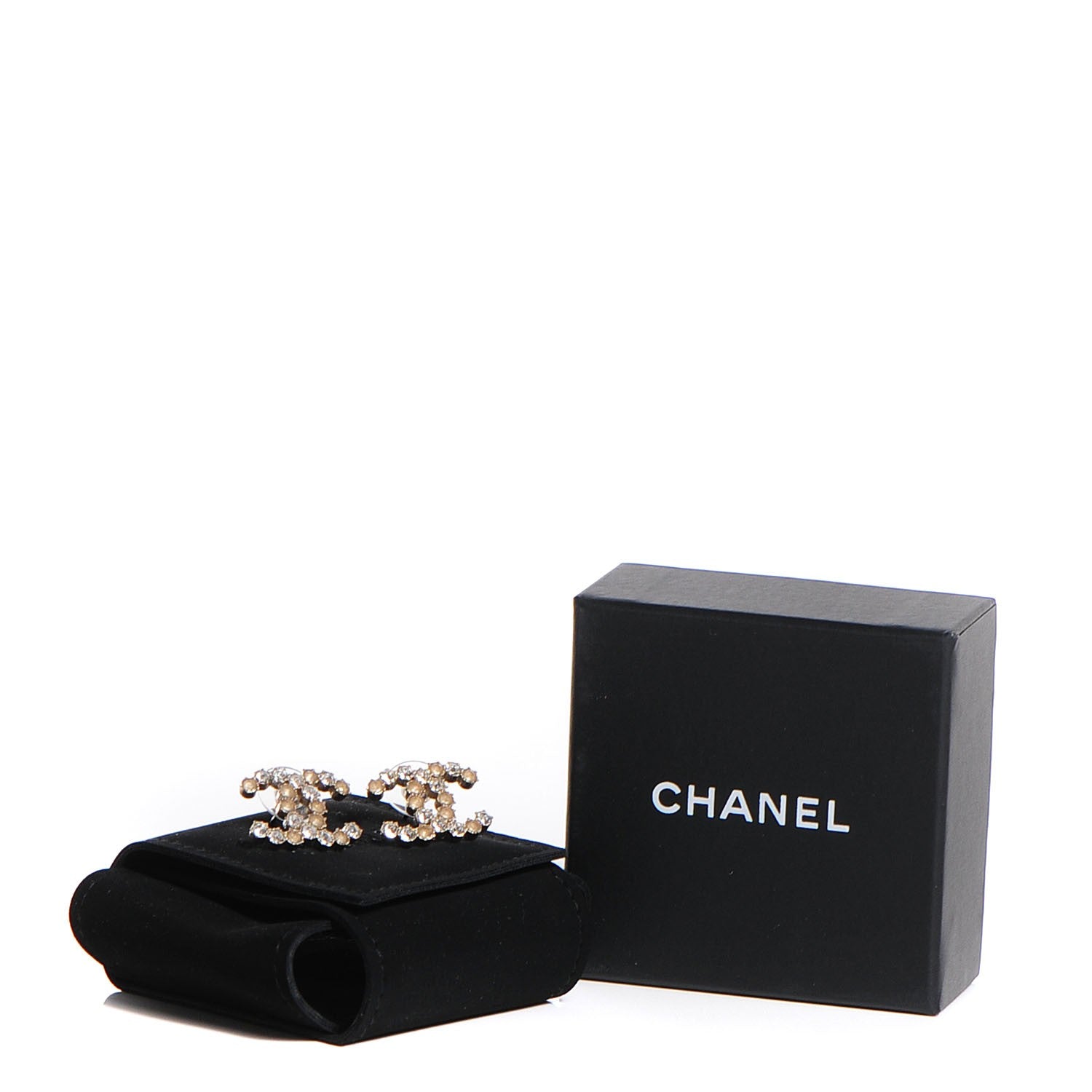 Chanel Crystal Poured Glass CC Earrings Gold 5 of 5