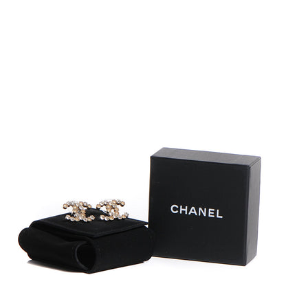 Chanel Crystal Poured Glass CC Earrings Gold 5 of 5