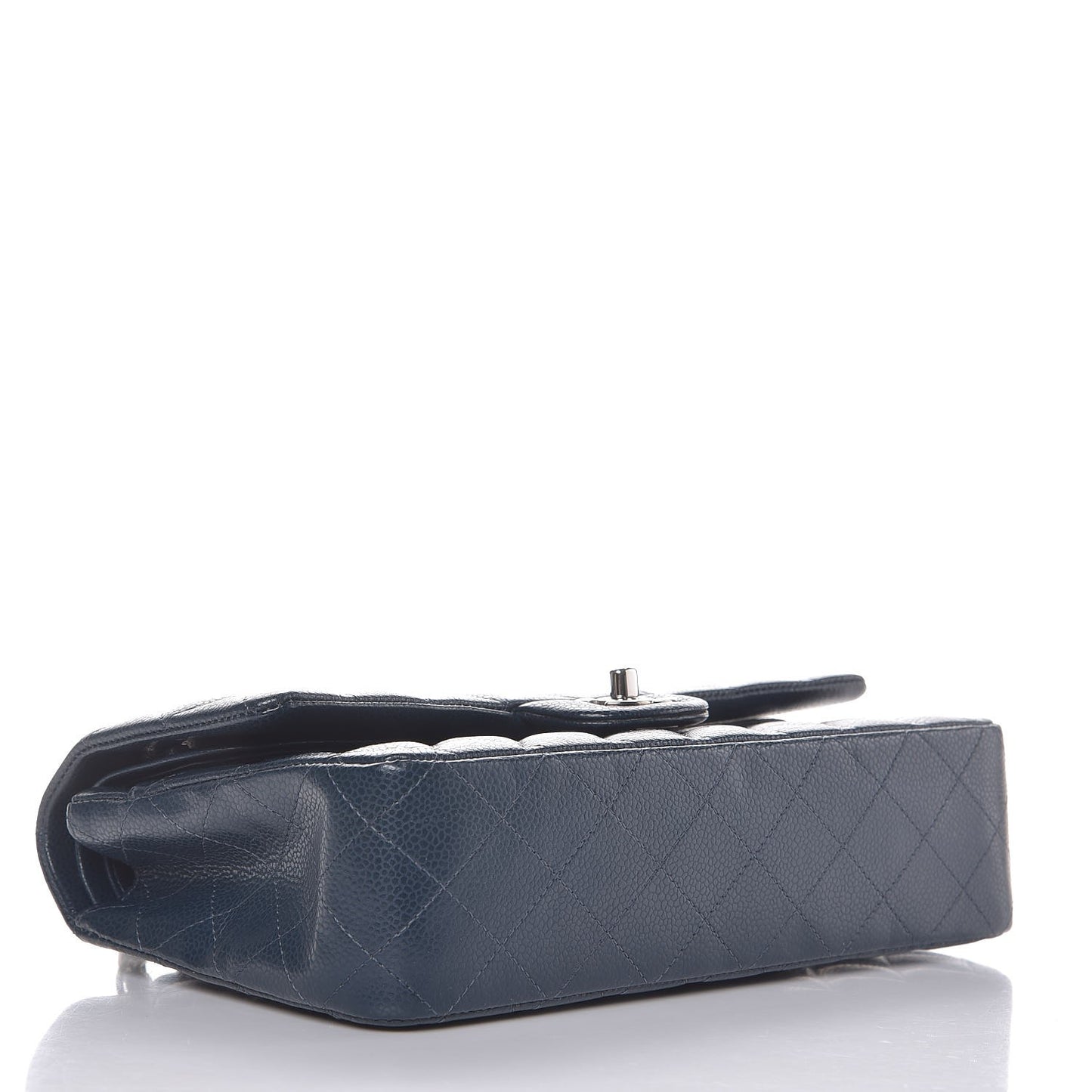 Caviar Quilted Medium Double Flap Dark Blue