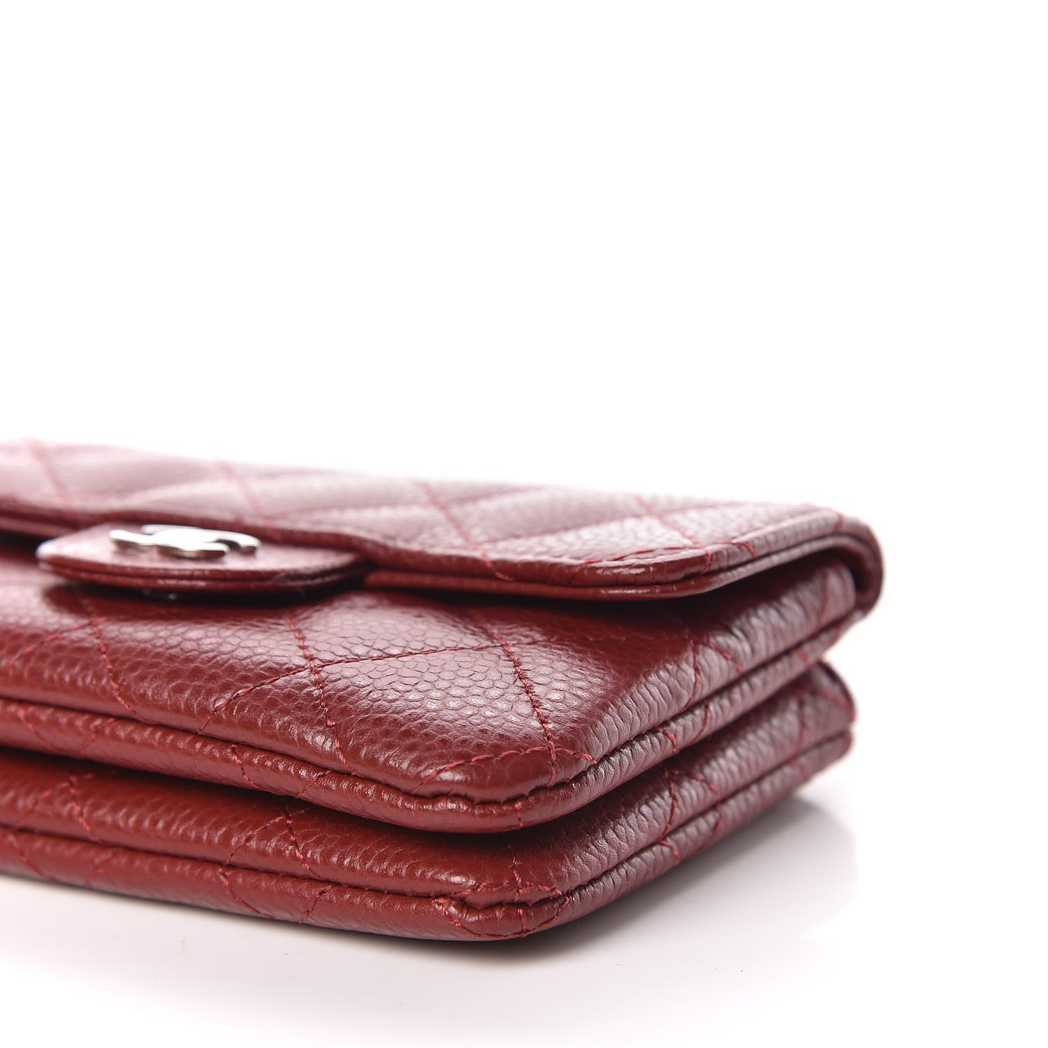 Chanel Caviar Quilted Flap Zip Card Holder Dark Red 6 of 11