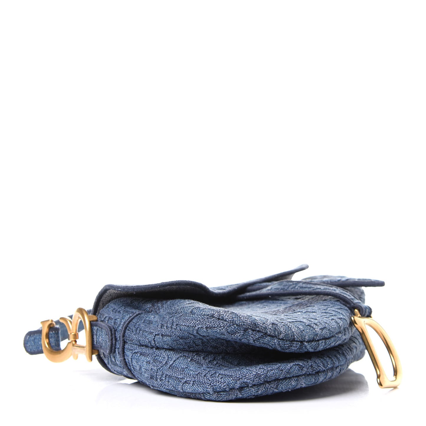 Oblique Embroidered Saddle Bag Denim Blue