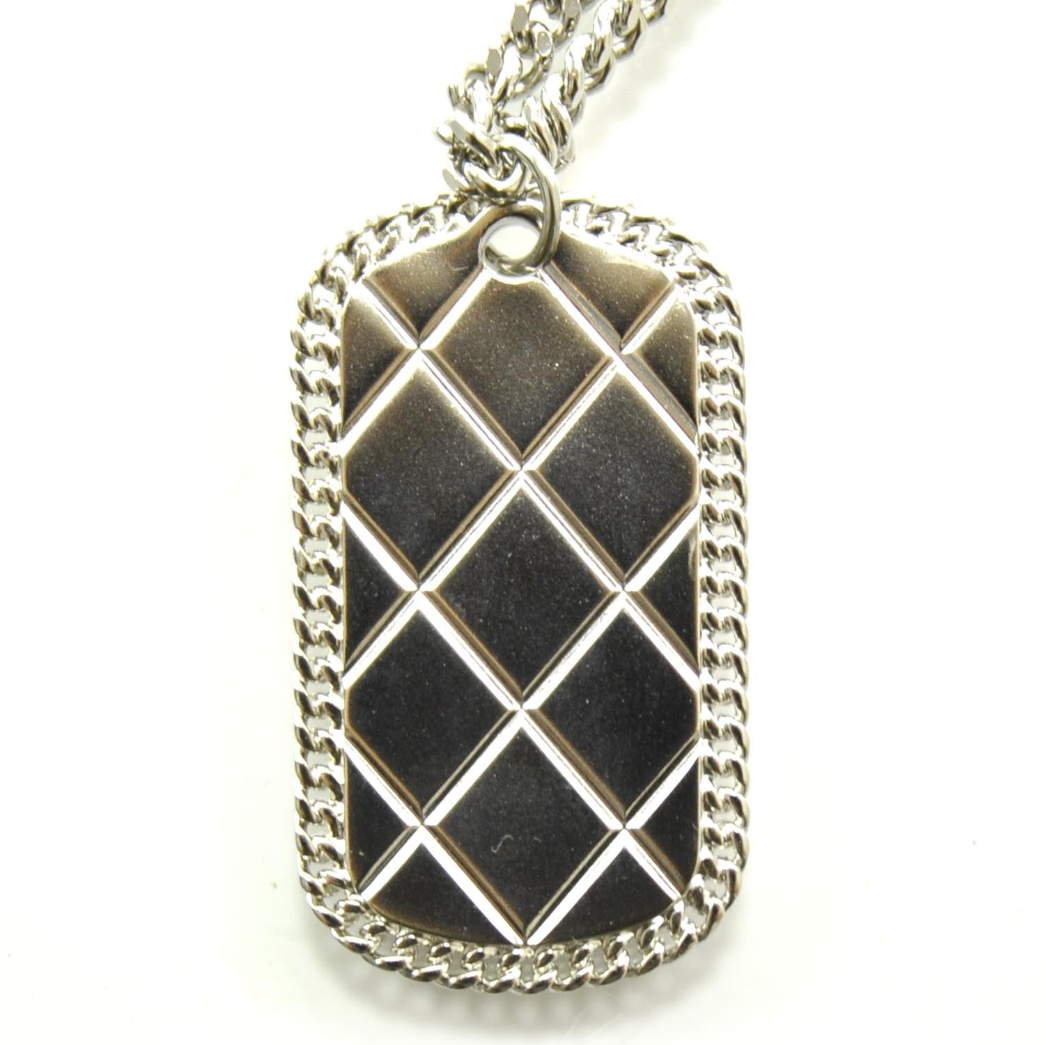 Chanel CC Army Dog Tag Necklace Silver 09P 5 of 7
