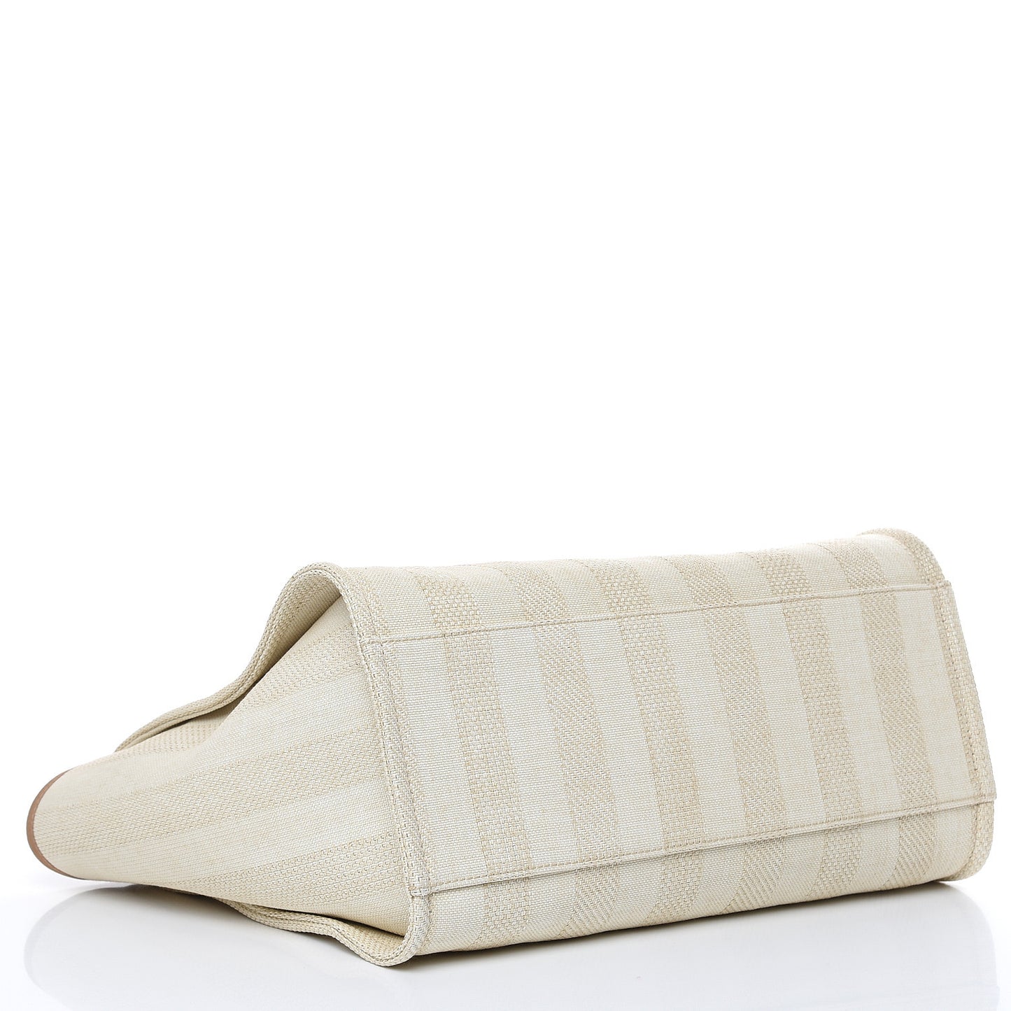 Straw Raffia Calfskin Striped Large Deauville Tote Beige