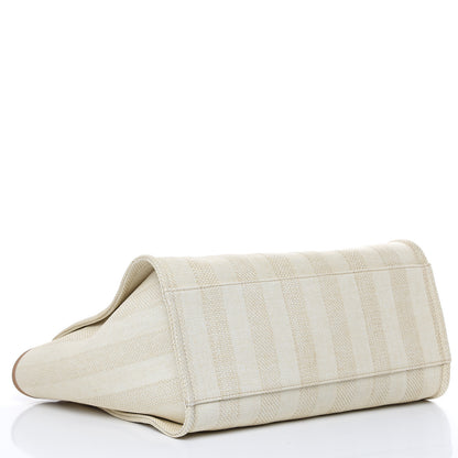 Chanel Straw Raffia Calfskin Striped Large Deauville Tote Beige 4 of 10