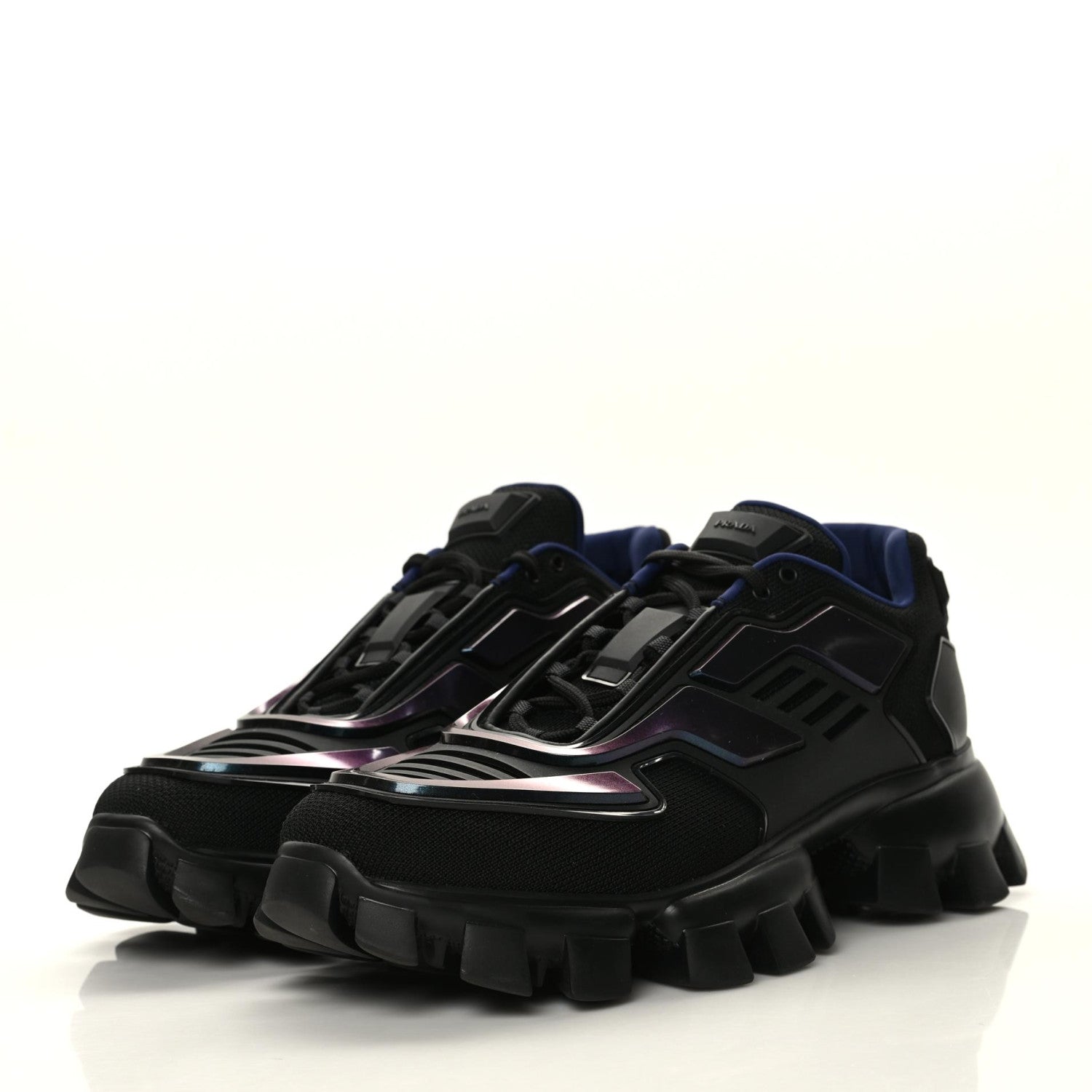 Prada Rubber Knit Fabric Iridescent Mens Cloudbust Thunder Sneakers 9.5 Black 3 of 7