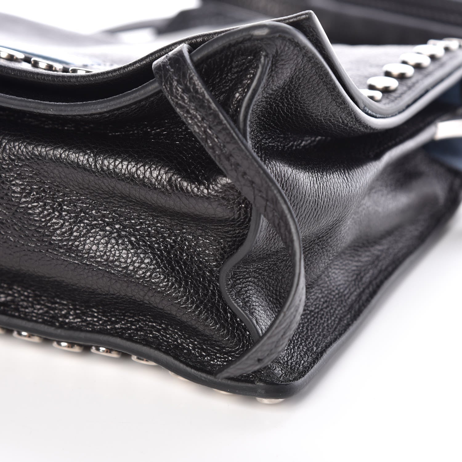 Prada Glace Calfskin Studded Etiquette Flap Black 7 of 10