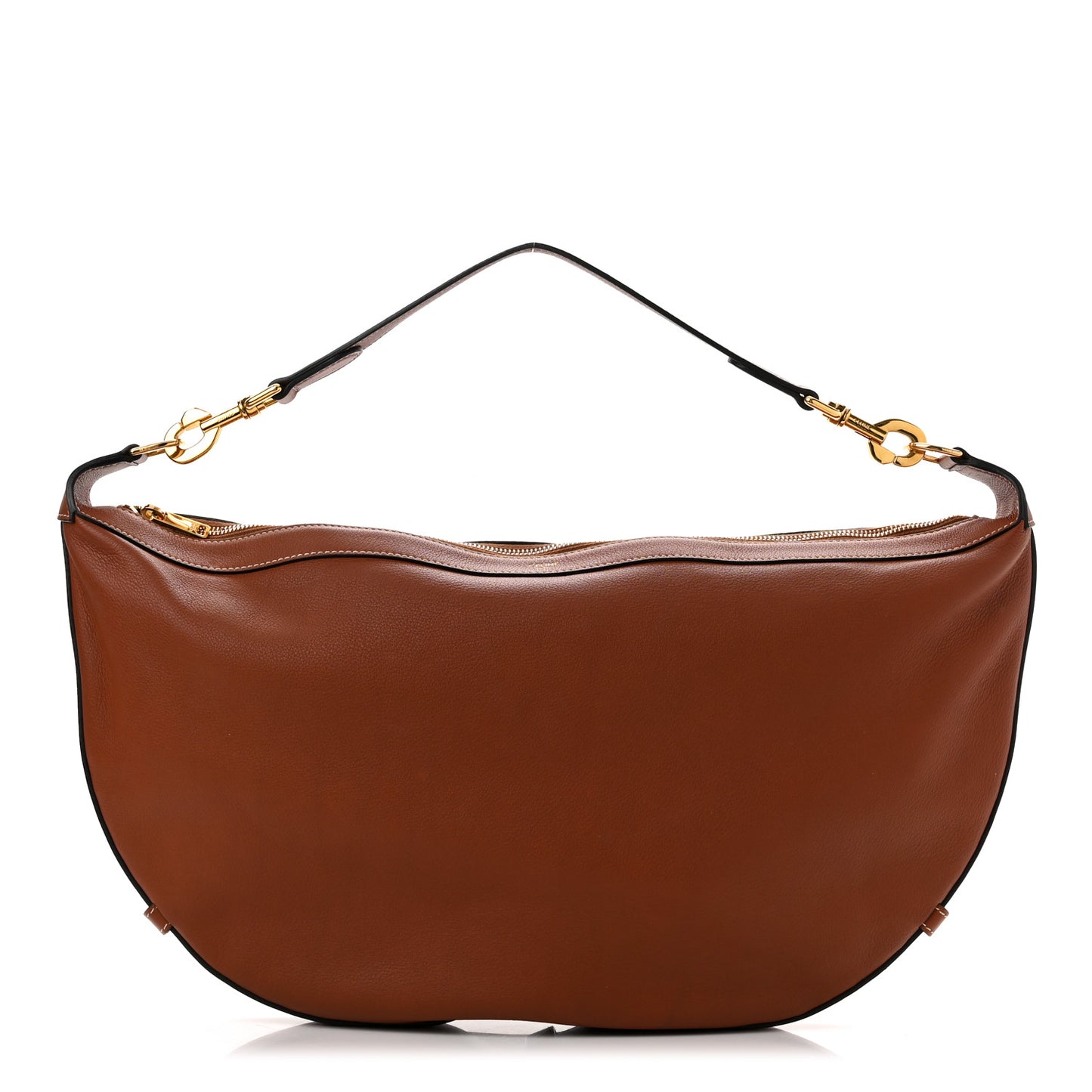 Supple Calfskin Medium Strap Leandre Shoulder Bag Brown