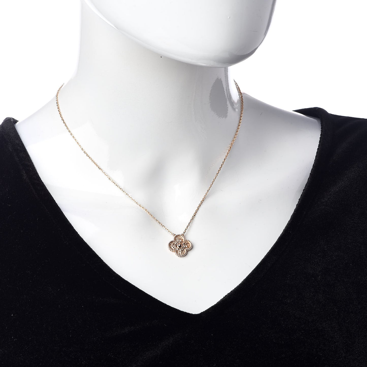 18K Rose Gold Vintage Alhambra Pendant Necklace