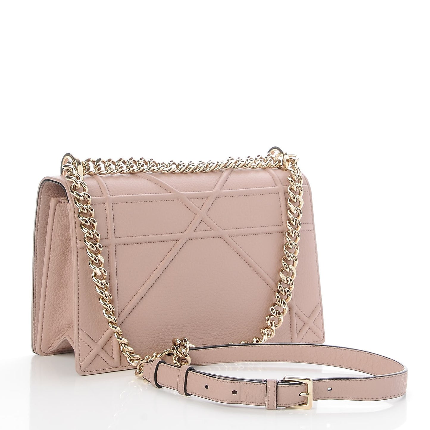 Grained Calfskin Medium Diorama Flap Bag Nude