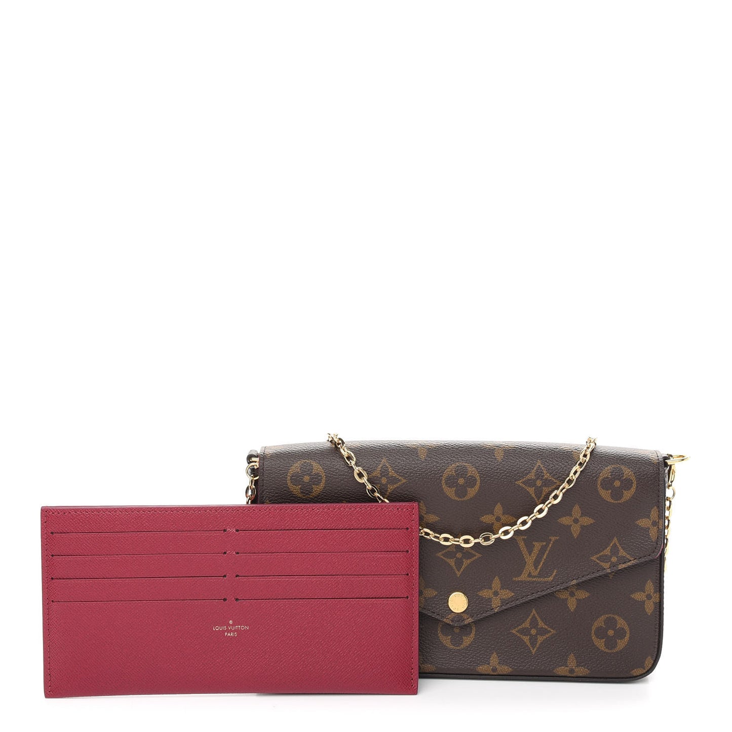 Monogram Pochette Felicie Chain Wallet Fuchsia