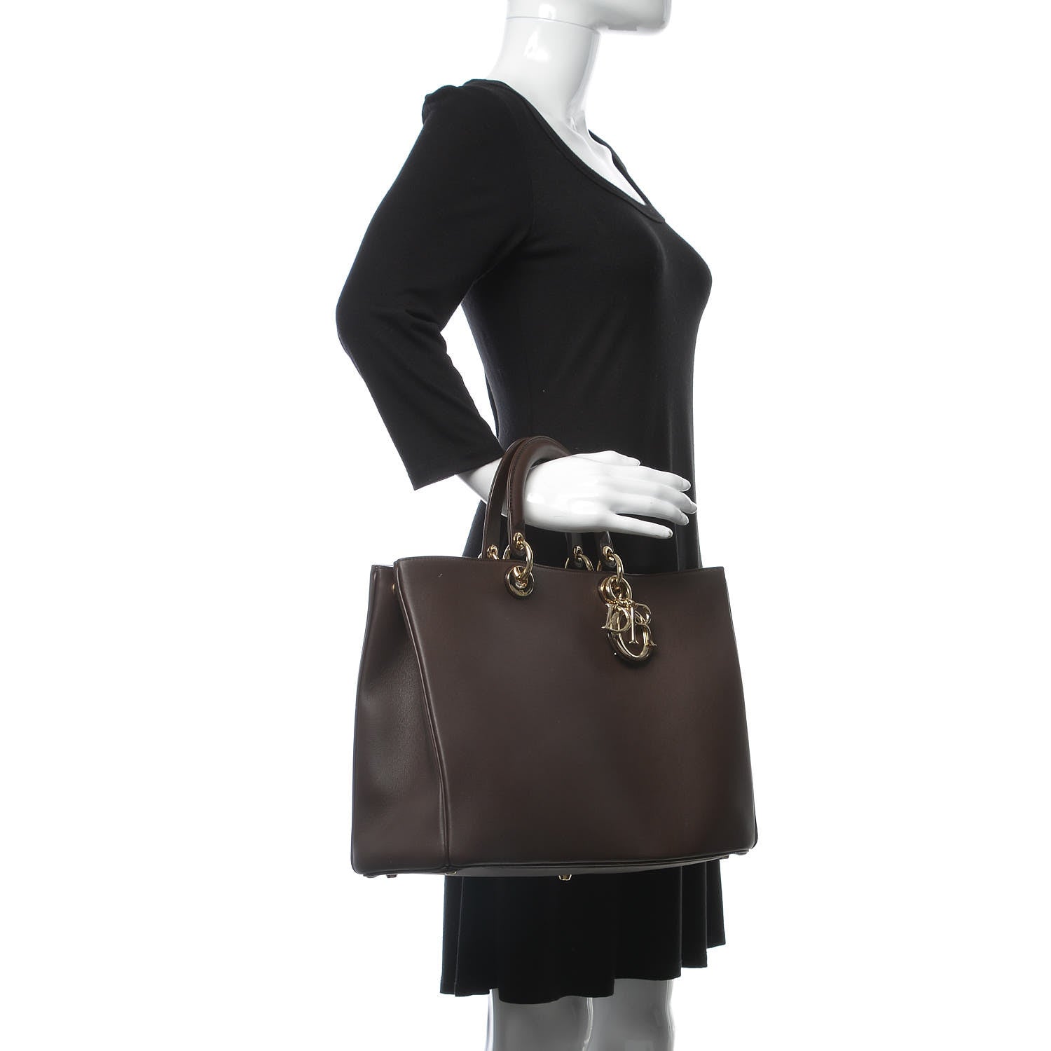 Christian Dior Smooth Calfskin Large Diorissimo Tote Brown 3 of 16