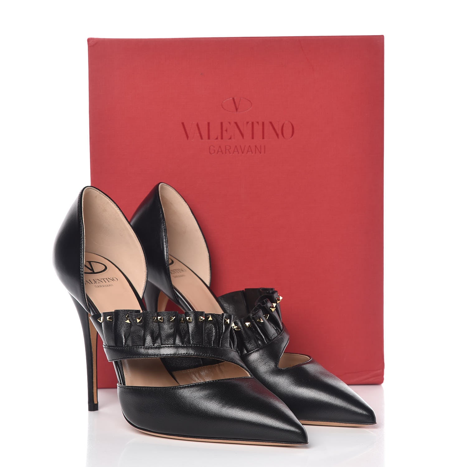 Valentino Garavani Nappa Studded Ruffle d'Orsay Pumps 41 Black 8 of 8