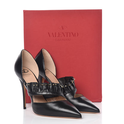 Valentino Garavani Nappa Studded Ruffle d'Orsay Pumps 41 Black 8 of 8