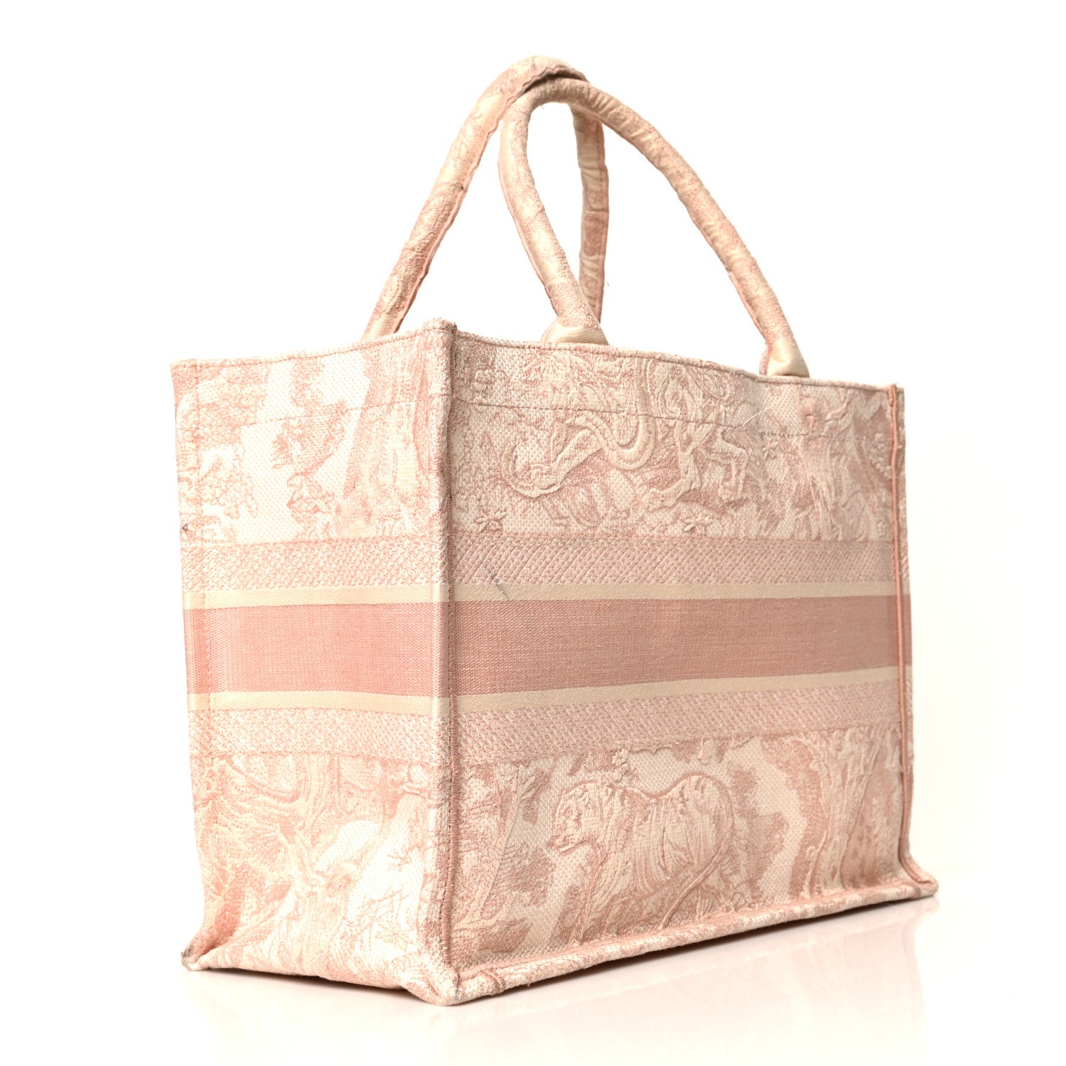 Christian Dior Canvas Toile De Jouy Embroidered Medium Book Tote Pink 2 of 14