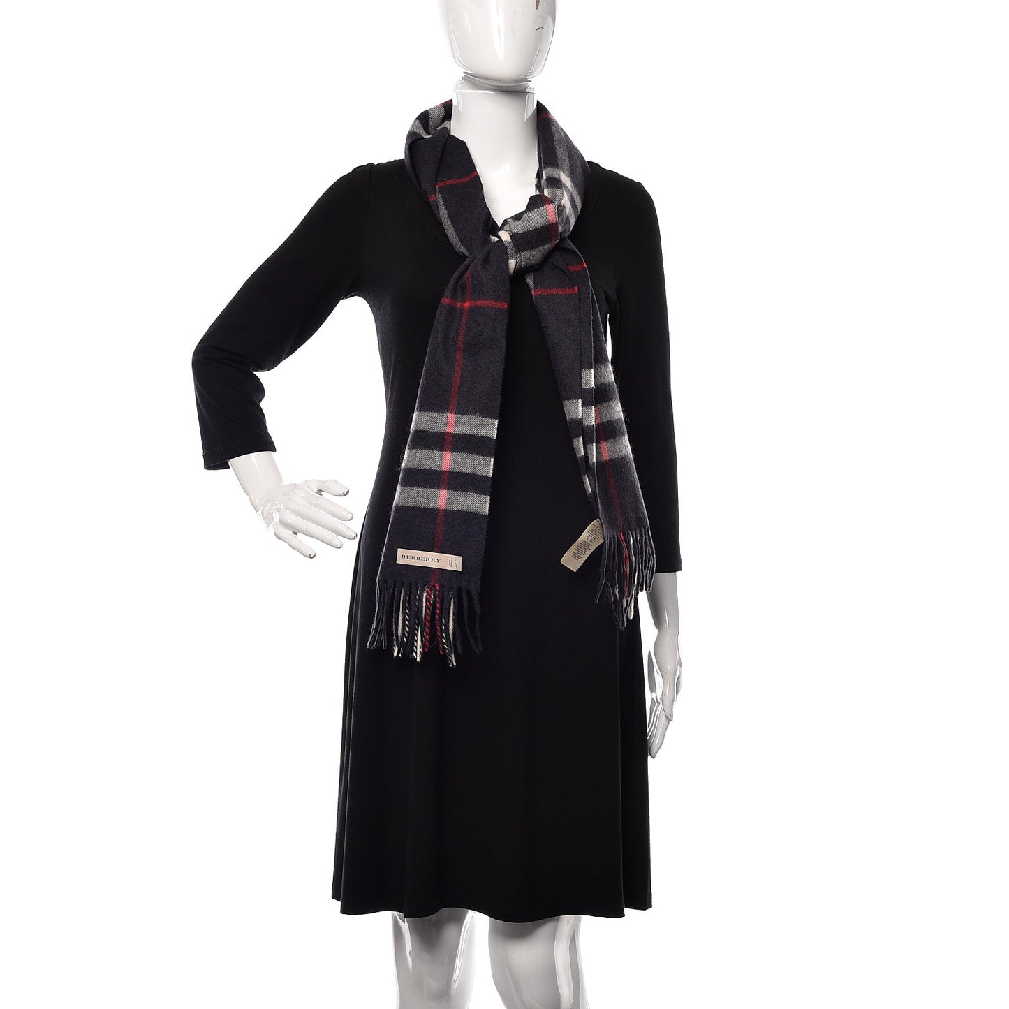 Cashmere Nova Check Fringe Scarf Blue